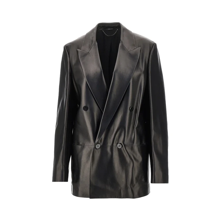 Nappa leather double-breasted jacket Woman 40