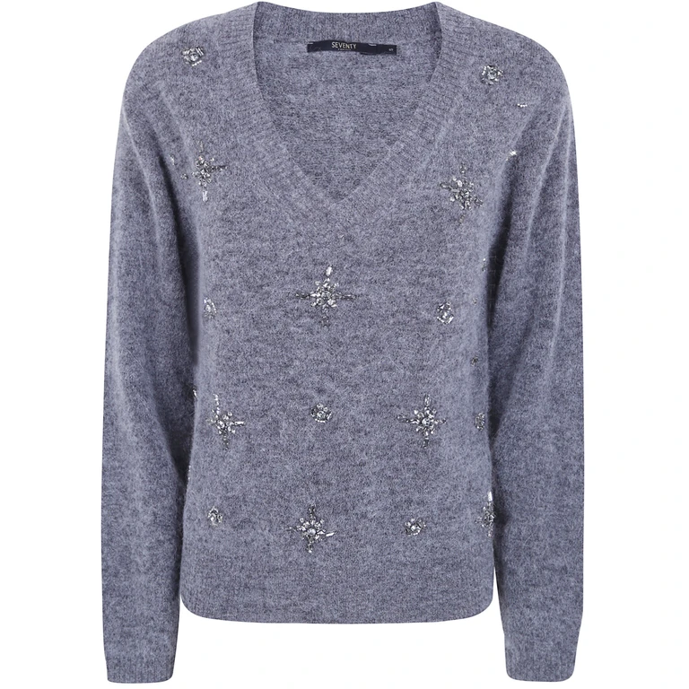 V-Neck Sweater With Stones