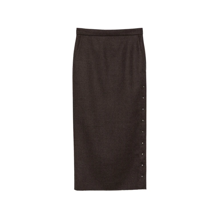 Press-stud-detail Midi Skirt