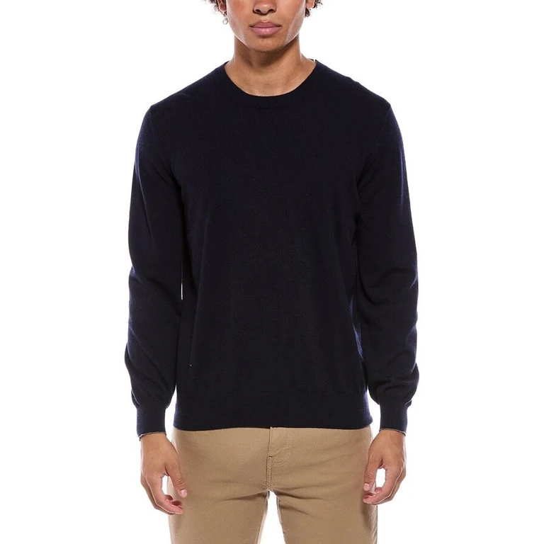 Mens Navy Wool Crewneck Sweater