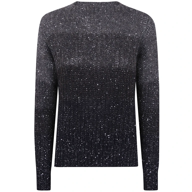 D. EXTERIOR Sweater Crystals Degrade "Crystals Degrade Long Sleeves Rou