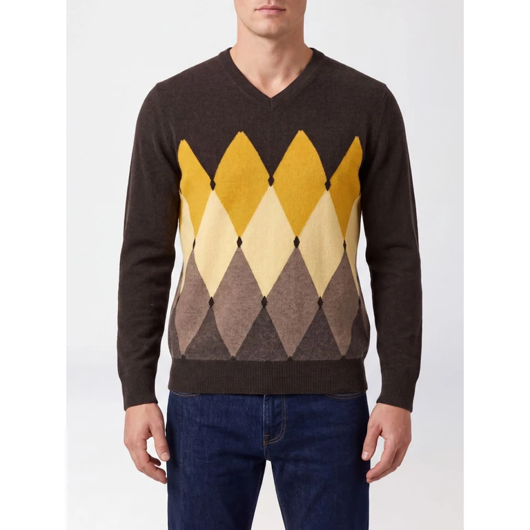 Ballantyne Argyle Pattern 100% Cashmere Crewneck Jumper (B2P00112KA894549)