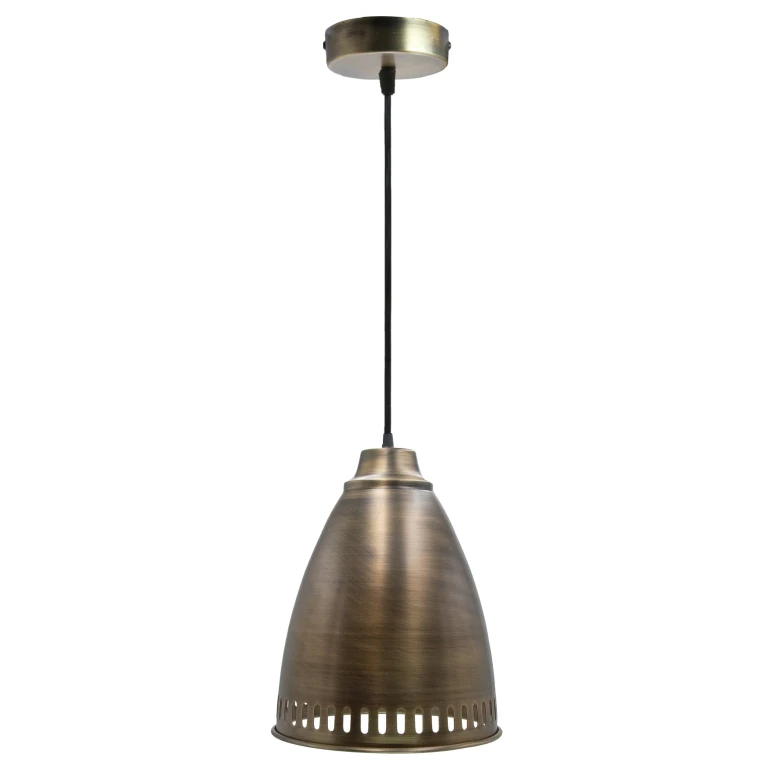 13"H Pierced Brushed Metal Cone Pendant