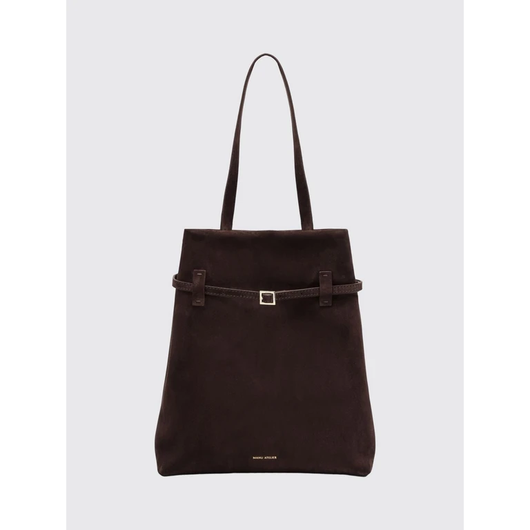 Tote du Jour Suede Leather Tote Bag with Double Handle (2024344DEEPBROWN)