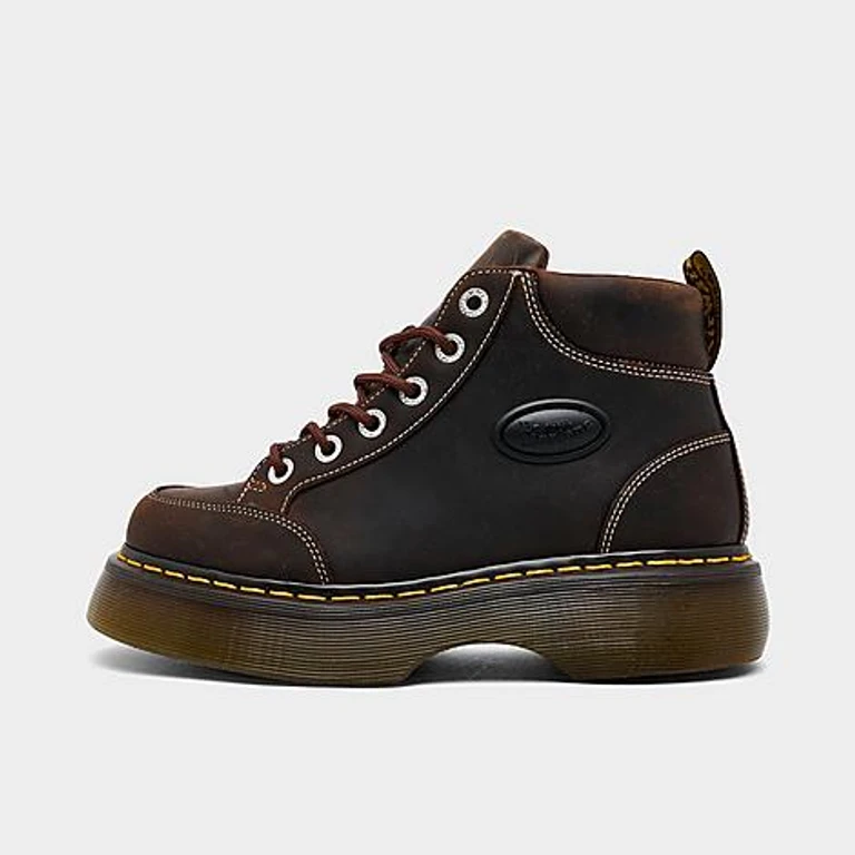 Women's Dr Martens Buzz 6-Eye Crazy Horse Leather Lace-Up Boots in Dark Brown Size: 5.0