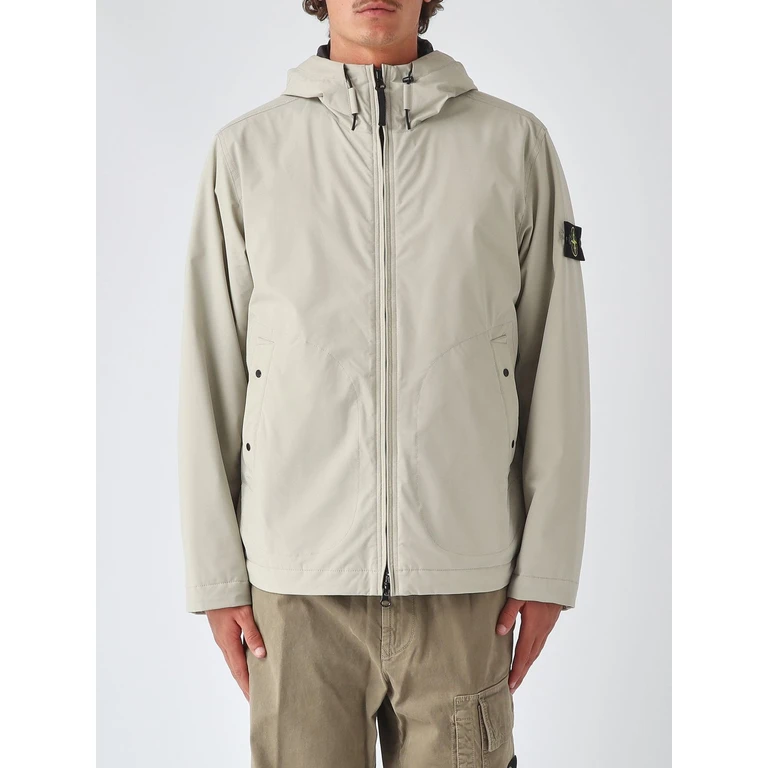 Short Hooded Tech Fabric Windbreaker with Logo Patch (4100108S0A27V0095)