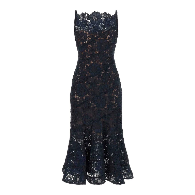 Self Portrait Robe Au Genou - Bleu (AW26043MNAVY)