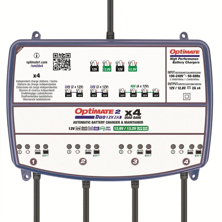 TM574 - TecMate Optimate 2 Duo X 4 Bank Battery Charger