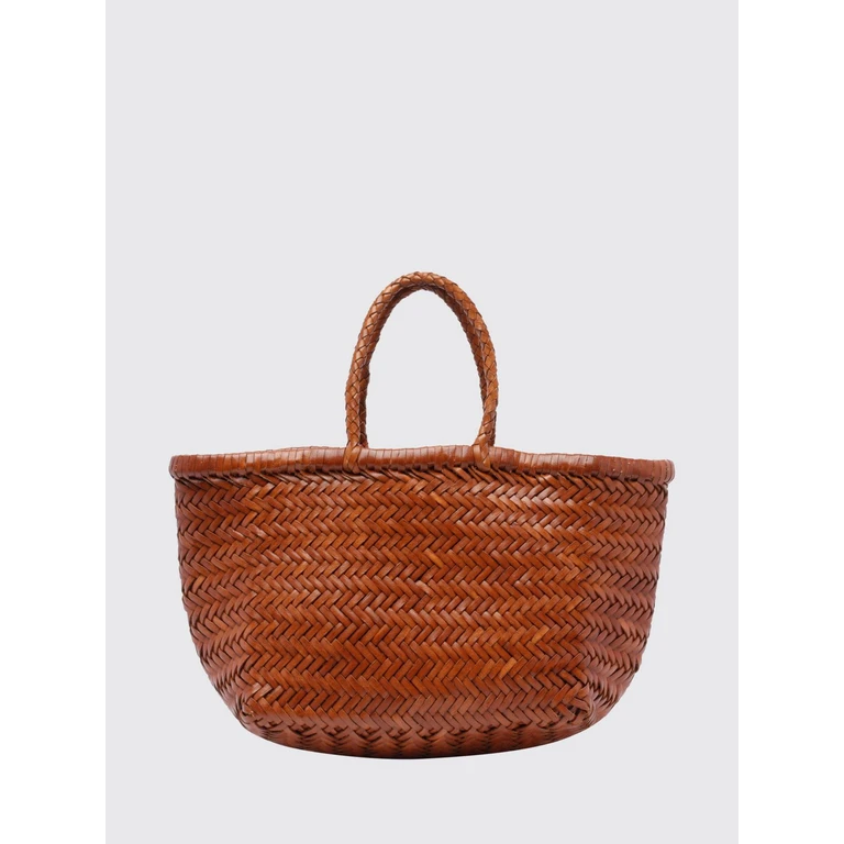Triplo Salto Woven Leather Handbag with Double Handle (8811TANBLACKEDGE)