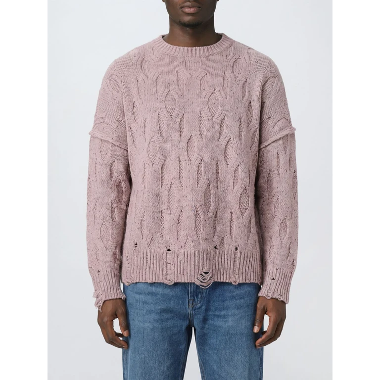 Relaxed-Fit Distressed Wool-Blend Crew-Neck Jumper (MLM101009WASHEDPINK)