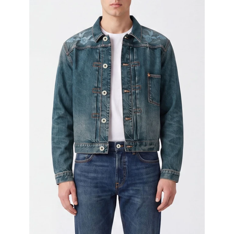 Chaqueta de denim de algodón Kenzo con estampado floral y bolsillos de parche