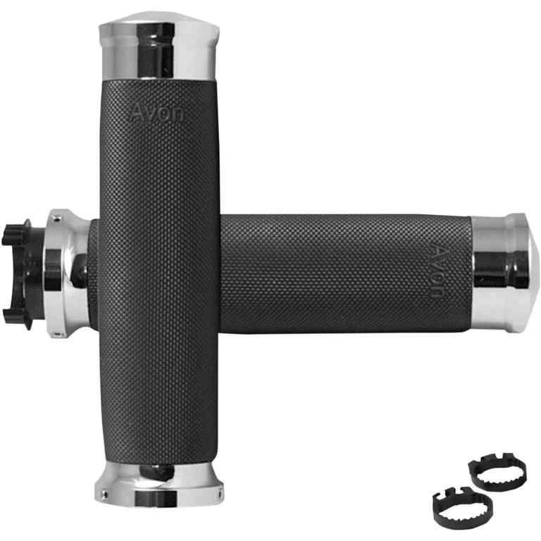 MT-CC-85-CH - Avon Grips Custom Contour Grips For Victory Boardwalk 106 2013-2014 - Black/Chrome