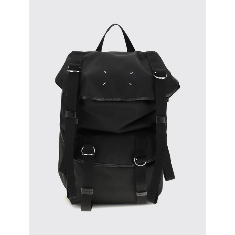 Nylon Backpack with Four Stitches Logo and Flap Closure (SB2WA0014P9243T8013)