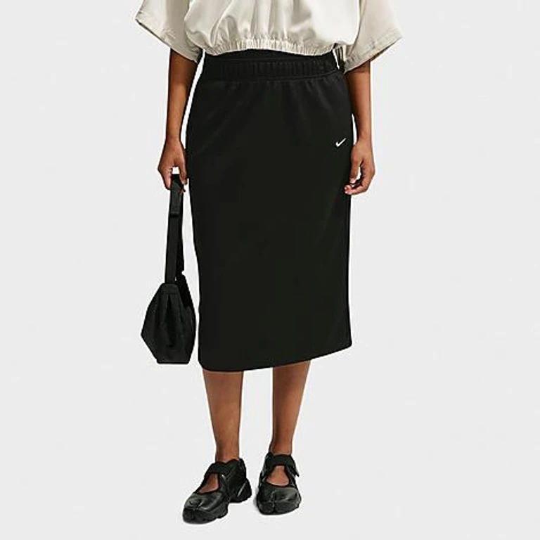 Sportswear Losvallende midi-trackskirt in Zwart/Sail