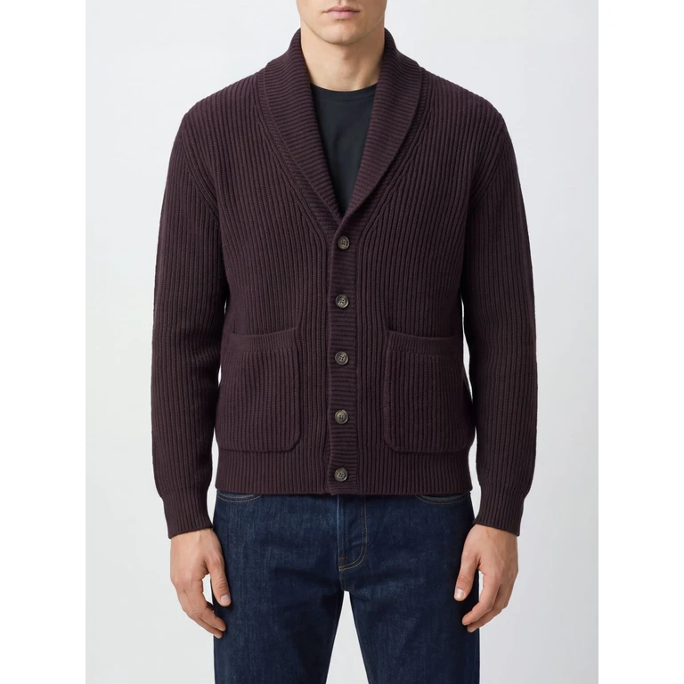 Shawl-Collar Wool Cardigan with Patch Pockets (N76MAGN11MAG0L00110)