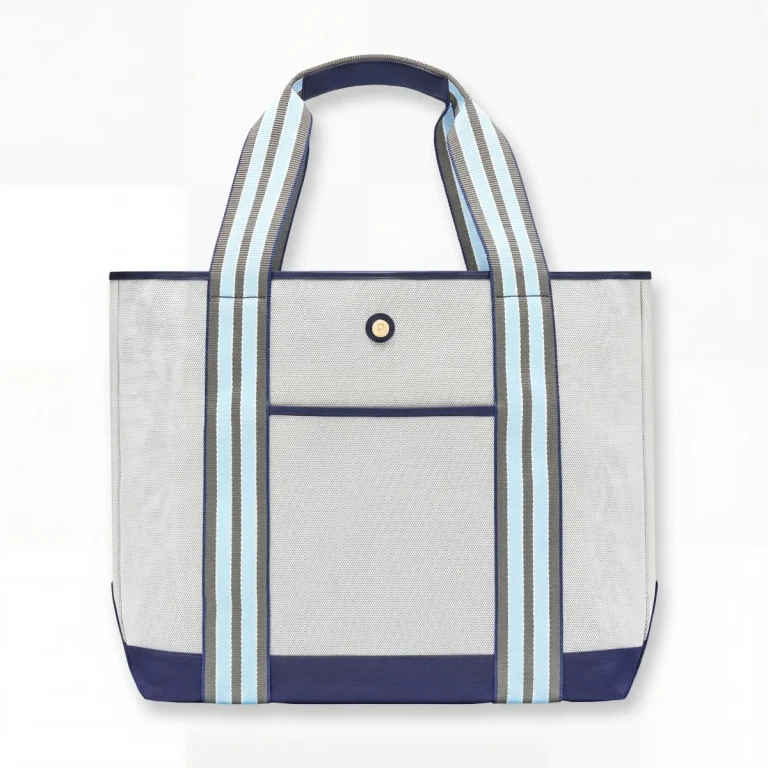 Small Cabana Tote Bag Marlin Ecocraft Canvas Vegan Leather Carryall