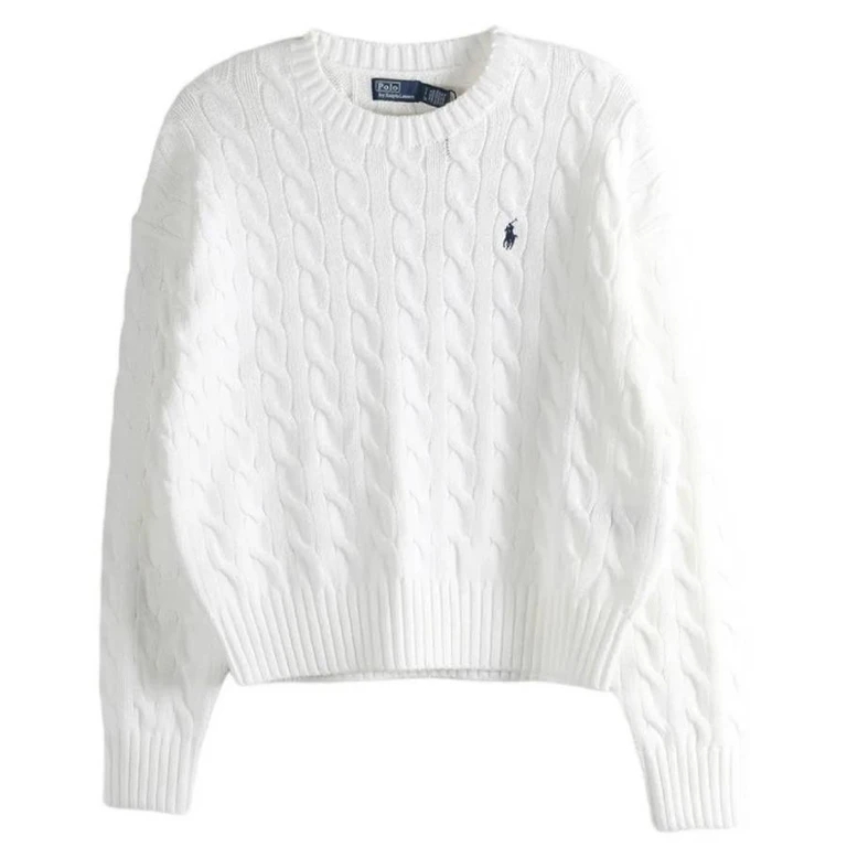 Cable-Knit Cotton Crewneck Sweater