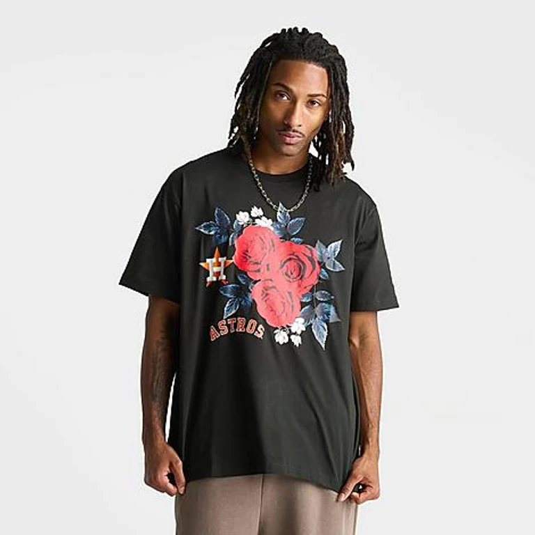 New Era Men's Houston Astros MLB Roses Graphic T-Shirt in Black Size: Small