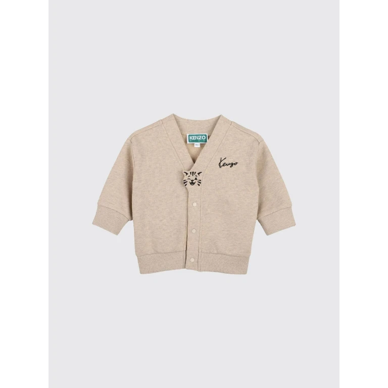 Boys' Stretch Cotton Cardigan with V-Neck and Contrast Logo (K62139230)