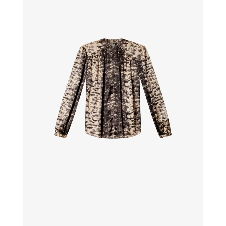 Blusa de cetim de seda estampa python