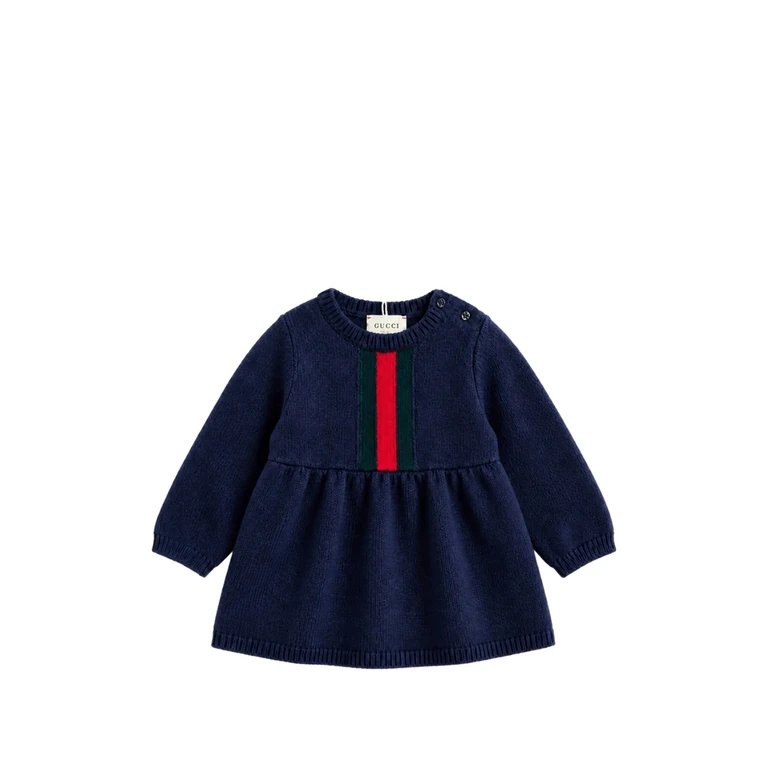 Web-stripe Knitted Dress