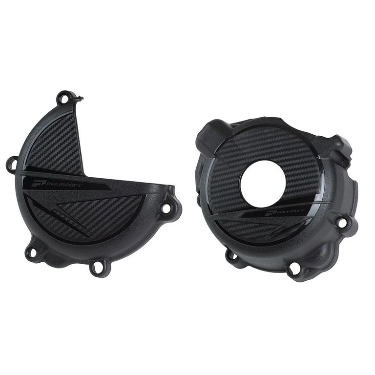 91319 - Polisport Clutch & Ignition Cover Protectors For Suzuki DRZ400 2000-2023 Black