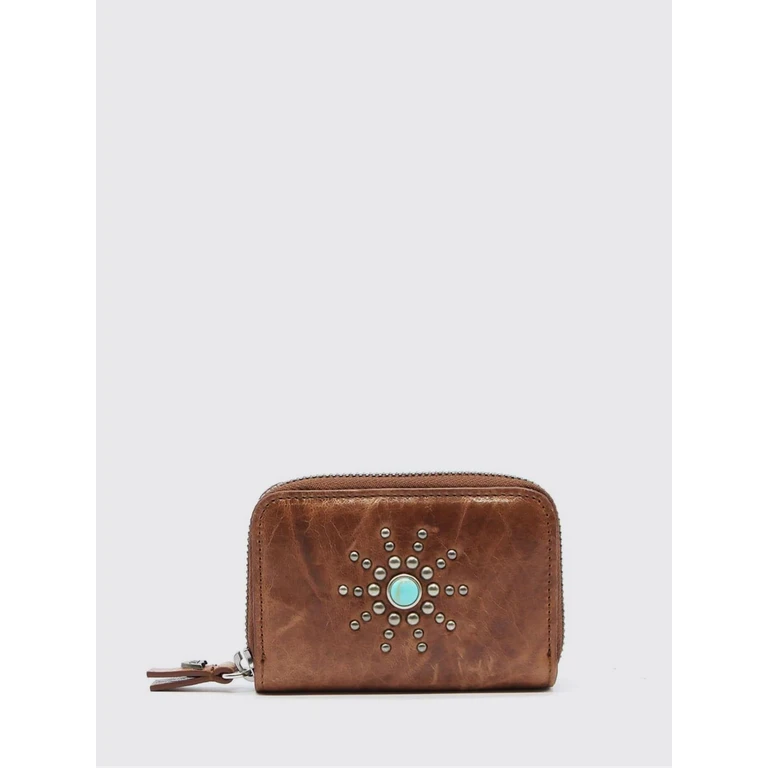 Cowhide Leather Wallet with Embroidery (26SHTPF005COGNAC)