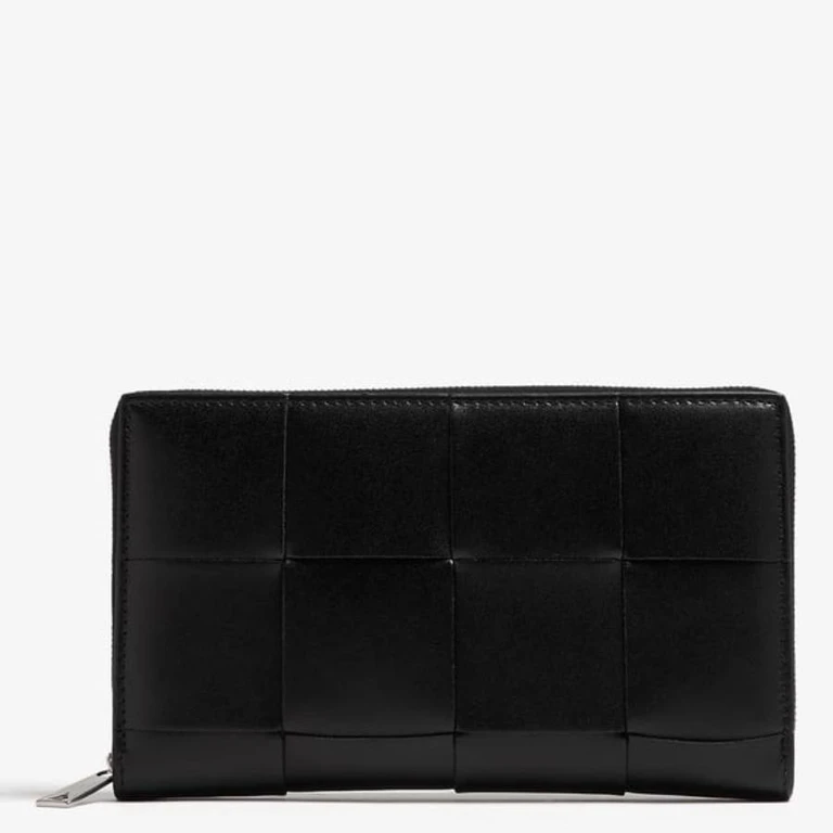 Cassette Intreccio Leather Zip-Around Wallet