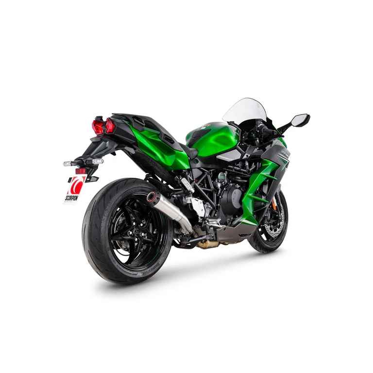 PKA147SEO - Scorpion Red Power Stainless Steel Slip-On Exhaust - Kawasaki Ninja H2 SX 2022 - 2024