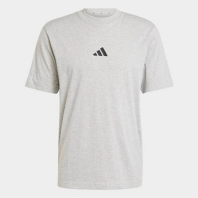 adidas Men's Essentials Small Logo T-Shirt in Medium Grey Heather/Black Size: XL