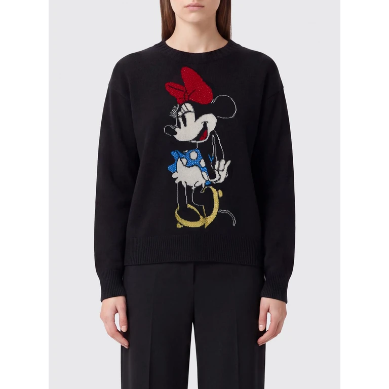 LIU JO Money Mouse Wool Jumper with Disney Print and Rhinestone Logo (WF6455MS009L9455)