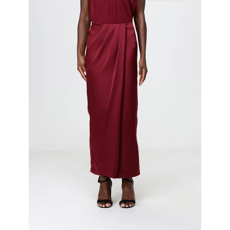 Draped High-Waisted Satin Long Pencil Skirt (HG10614724PORPORA)