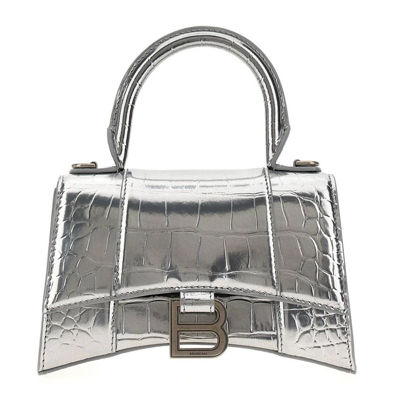 Hourglass XS Metallic Leather Tote