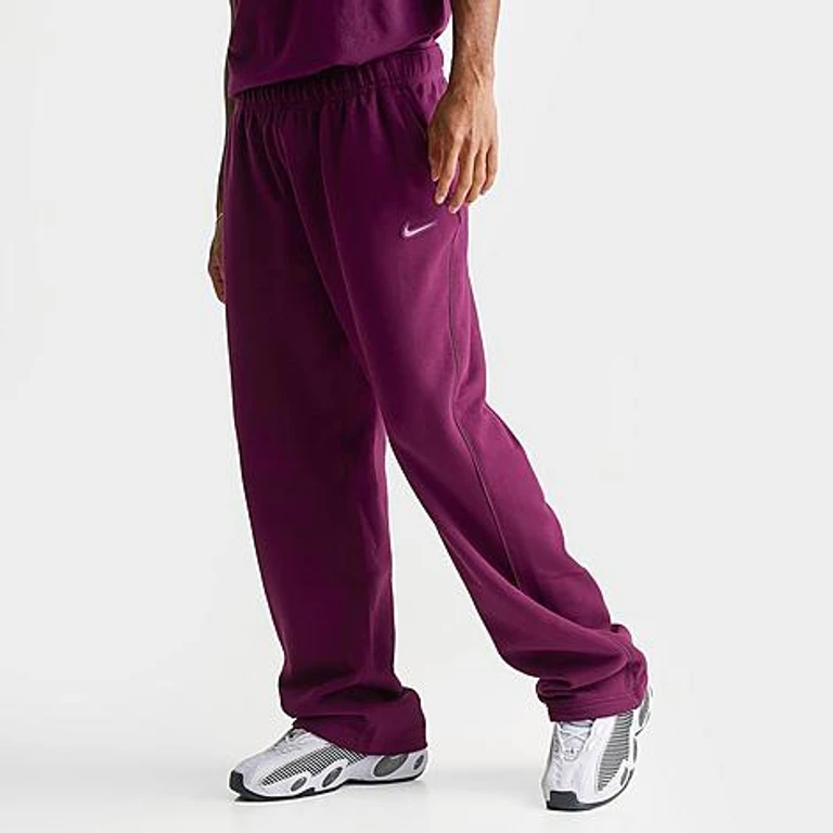 Nike Men's NOCTA Fleece CS Open-Hem Sweatpants in Bordeaux/Light Bordeaux Size: Small