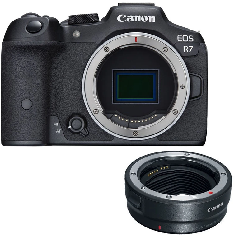 EOS R7 Mirrorless Camera Body with EF-EOS R mount adapter