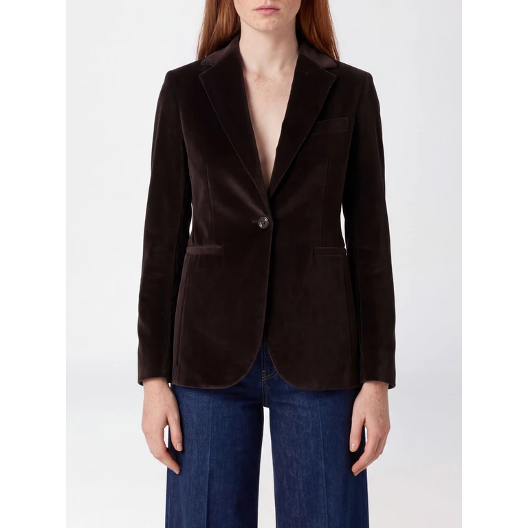 Single-Breasted Velvet Blazer with Slit Pockets (FD4060G1125)