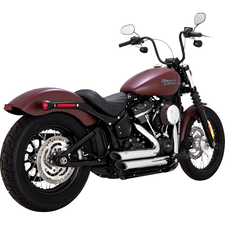 17333 - Vance & Hines Shortshots Staggered Exhaust System For Harley Davidson FLDE 1750 2018-2020 - Chrome
