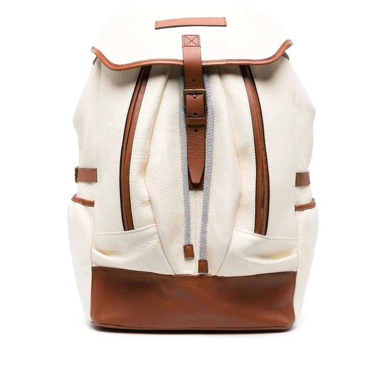 Mens Off White Leather Backpack