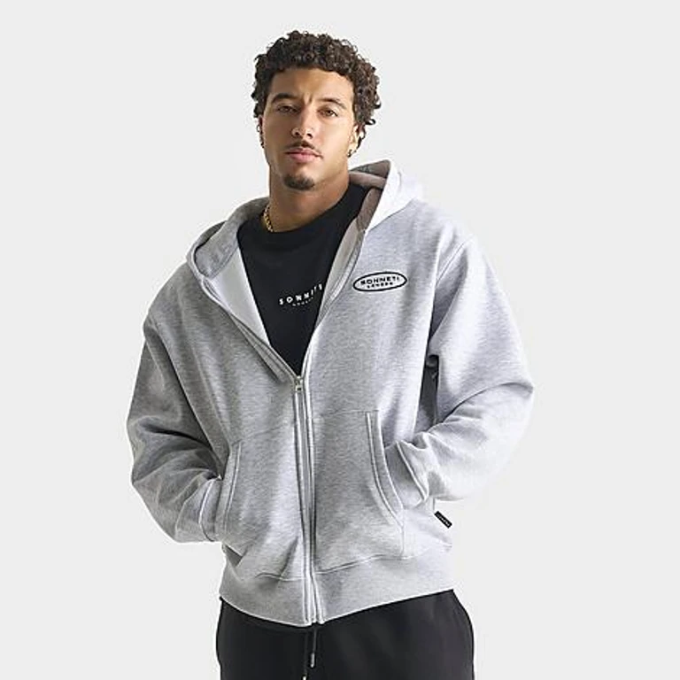Sonneti Men's Oval Fleece Full-Zip Hoodie in Swish Grey Size: Small