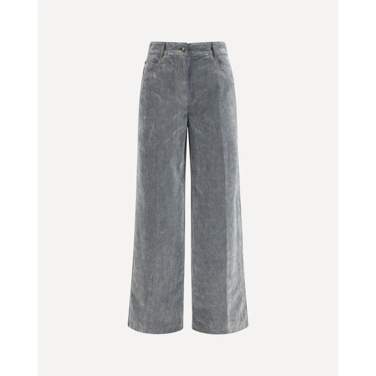 FORTE_FORTE Wide leg Jeans in flocked denim Female I