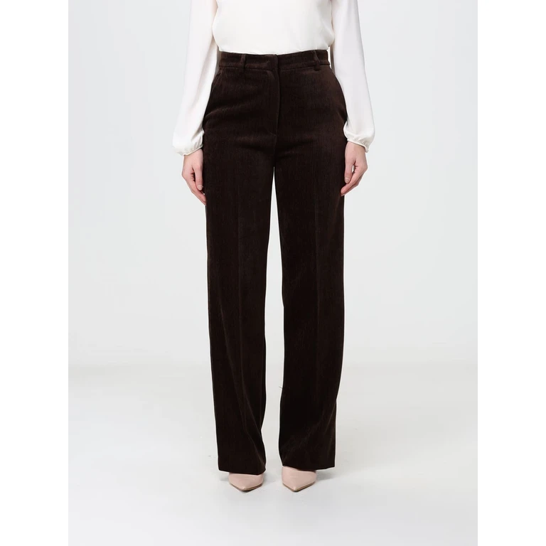 High-Waisted Wide-Leg Velvet Trousers with Belt Loops (HP12834822FONDENTE)
