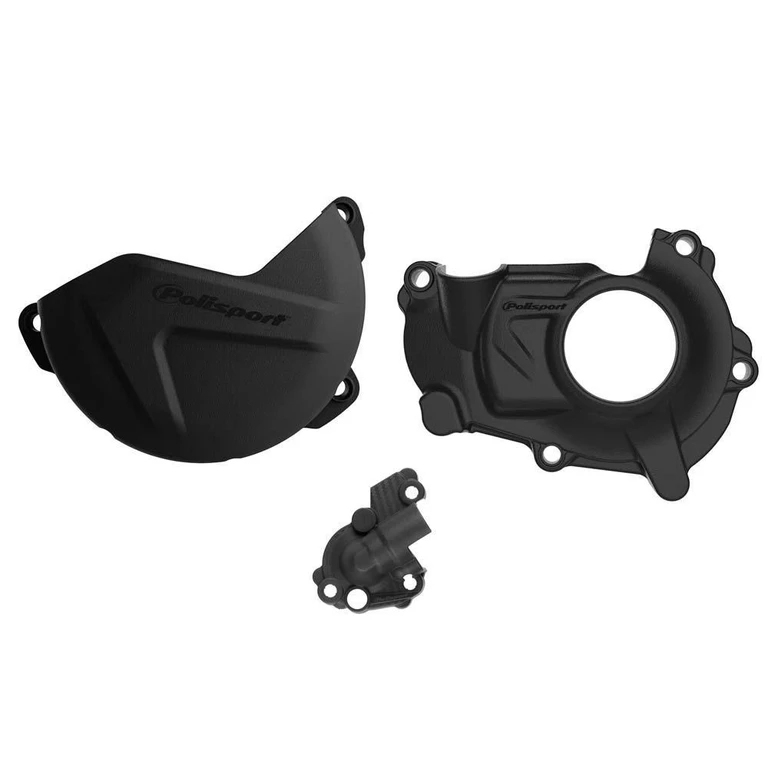 90943 - Polisport Clutch & Ignition Cover Protectors For Yamaha YZF250 2019-2023, WRF250 2020-2023 Black
