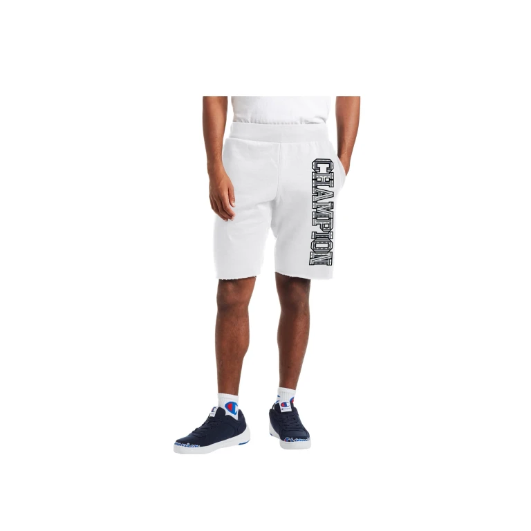 C Life 10" Reverse Weave Cutoff 3D Logo Men's Shorts - White