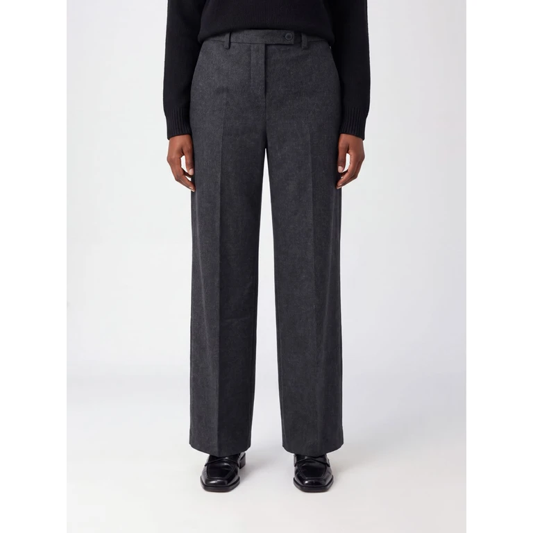 Tailored Wide-Leg Wool Trousers with Pleats (3214604205)