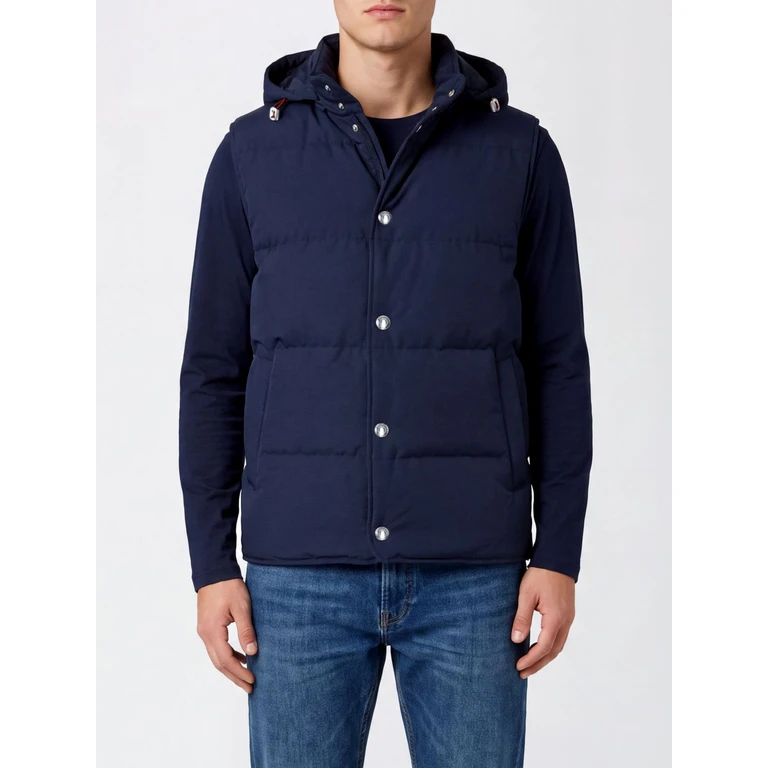 Padded Wool Blend Gilet with Hood and Snap Closure (N75GILH04GBT270078200)