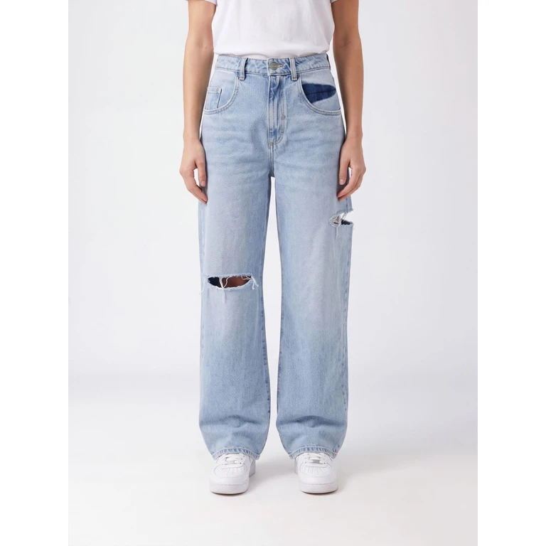 Poppy High-Waisted Wide Leg Jeans with Cut-Out Details (POPPYID804S)