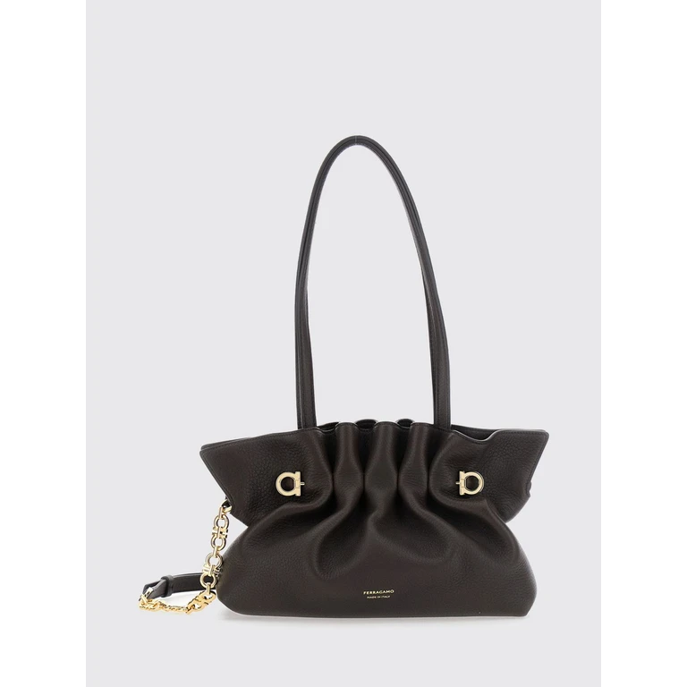 Soft Draped Nappa Leather Shoulder Bag with Double Handle (219959795307)