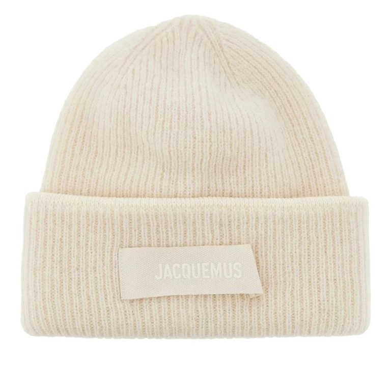 Knitted beanie hat with gros-grain logo Woman One Size