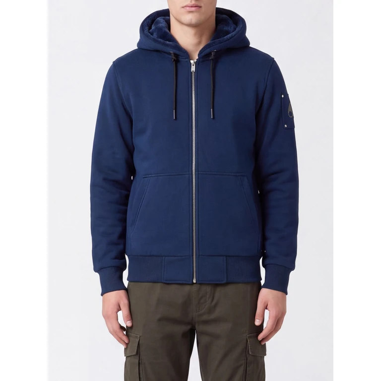 MOOSE KNUCKLES Cotton-Blend Hooded Zip-Up Sweatshirt with Kangaroo Pocket (M32MS6002017)