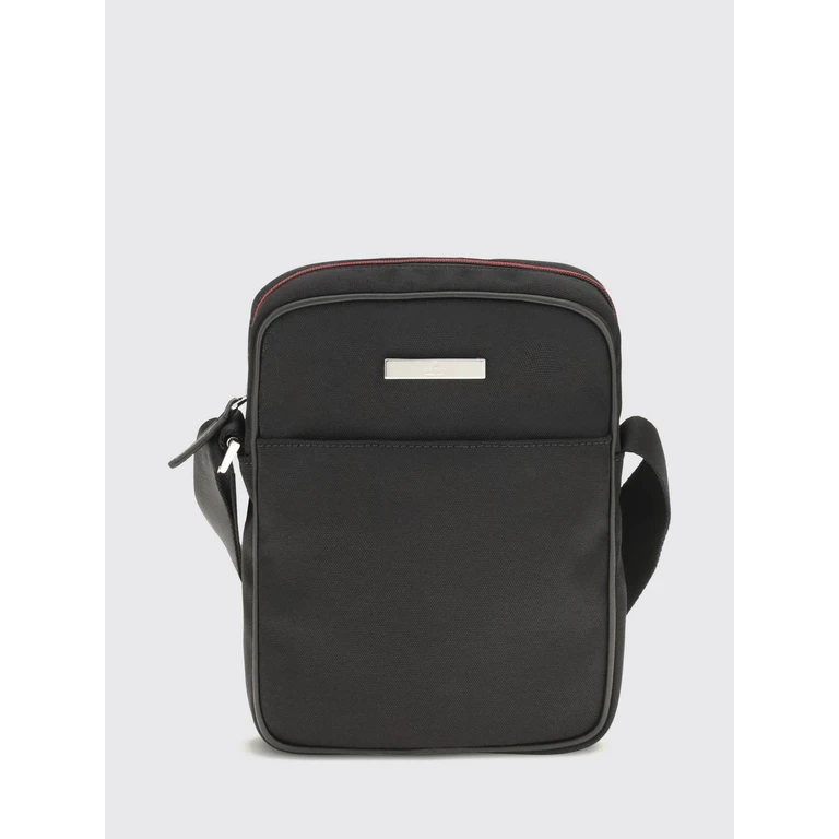 Canvas Crossbody Bag with Applied Logo and Zip Closure (A0022ZFAGIB1000)